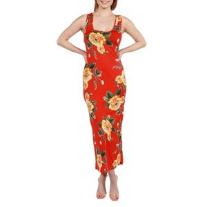 24Seven Comfort Apparel Kathy Orange Floral Maxi